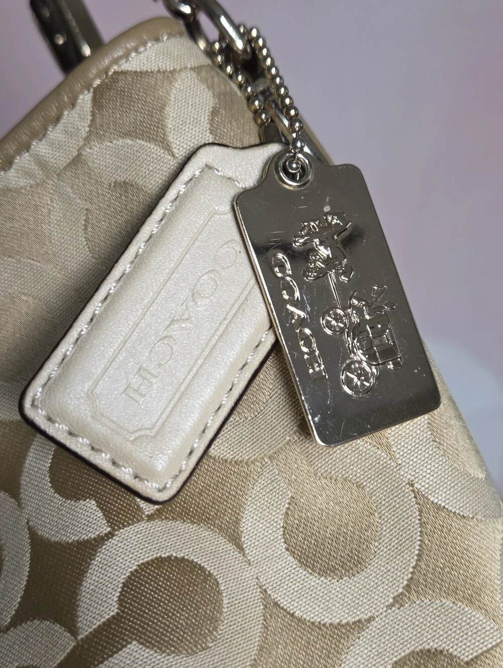 Coach Madison Op Art Sateen Gold Shoulder Bag W/ 2 Hangtags